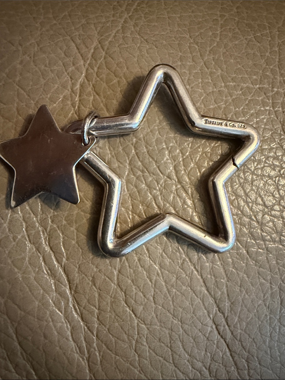 Tiffany & Co. Silver Star Keyring with Double Star Charms